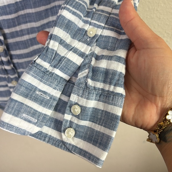 J. Crew the Perfect Shirt Blue White Striped Button Down Shirt 100% Cotton Sz XS - Picture 4 of 12